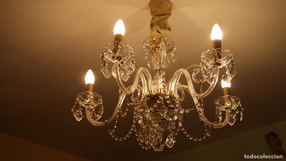 Vintage: Lampara Ara&ntilde;a de Cristal 5 brazos - Foto 1