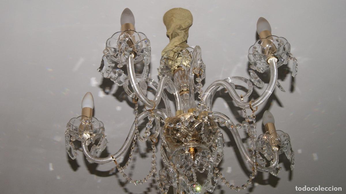 Vintage: Lampara Ara&ntilde;a de Cristal 5 brazos - Foto 3