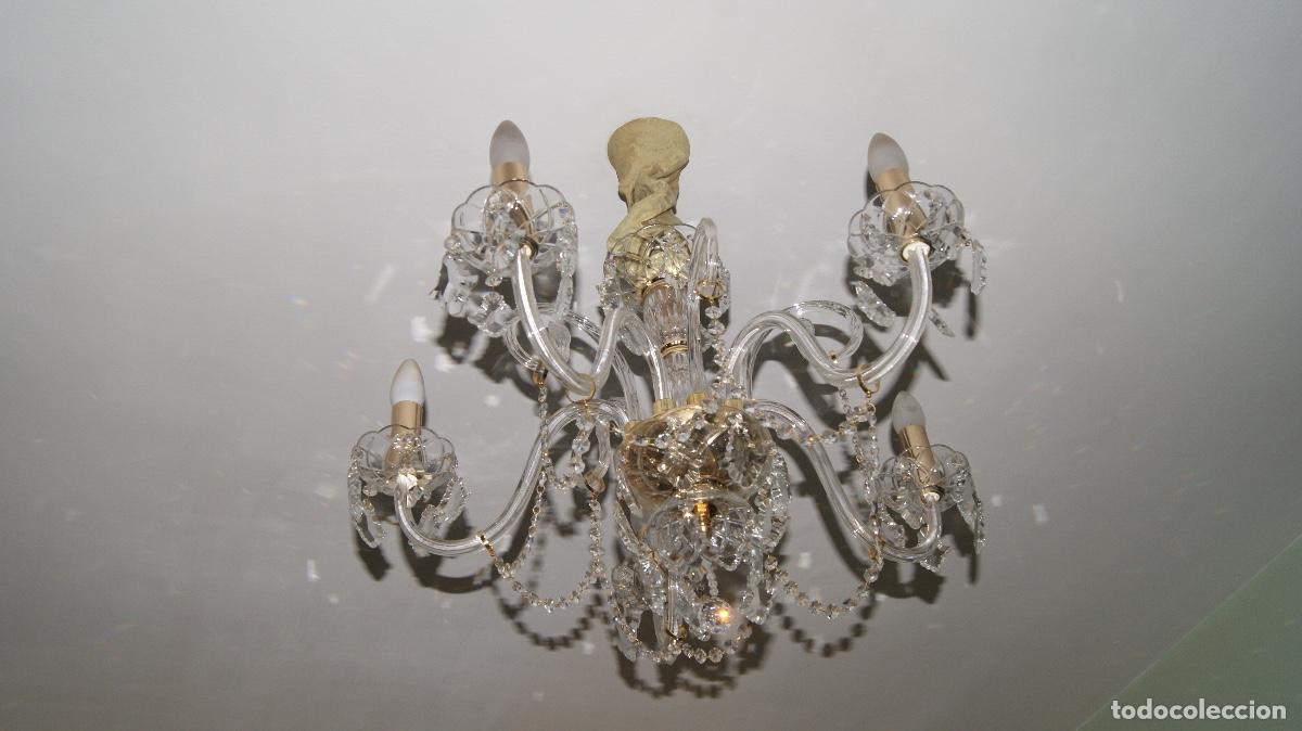 Vintage: Lampara Ara&ntilde;a de Cristal 5 brazos - Foto 4