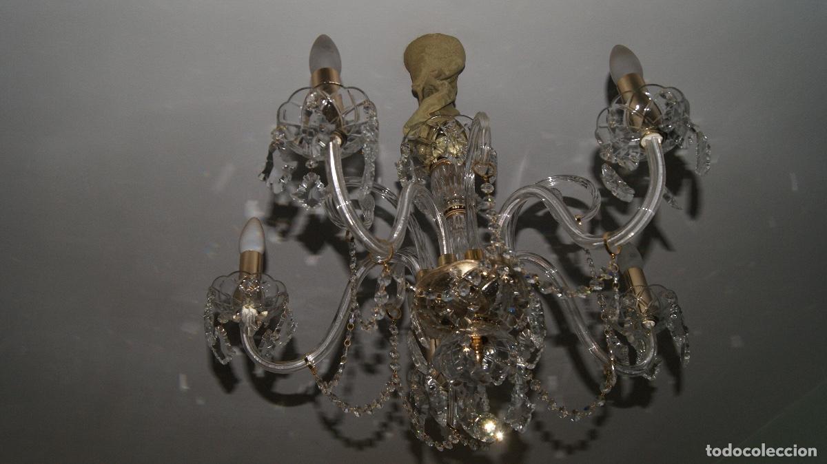 Vintage: Lampara Ara&ntilde;a de Cristal 5 brazos - Foto 5