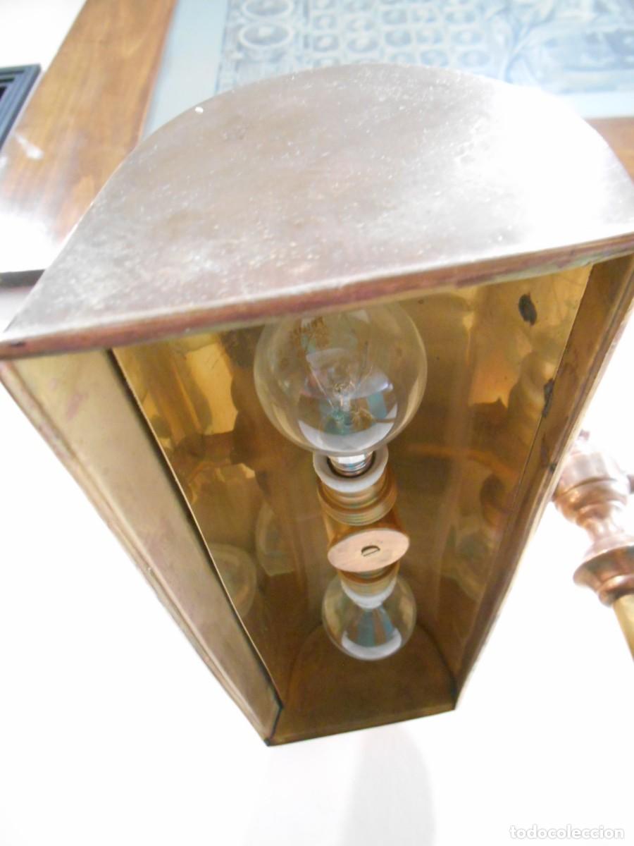 Vintage: L&Aacute;MPARA DE DESPACHO. COBRE Y MADERA NOBLE - FUNCIONANDO - - Foto 7