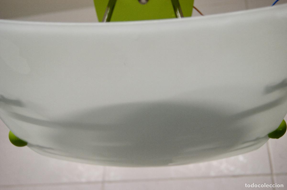 Vintage: L&aacute;mpara de techo verde, cromo, blanco y cristal - Foto 9