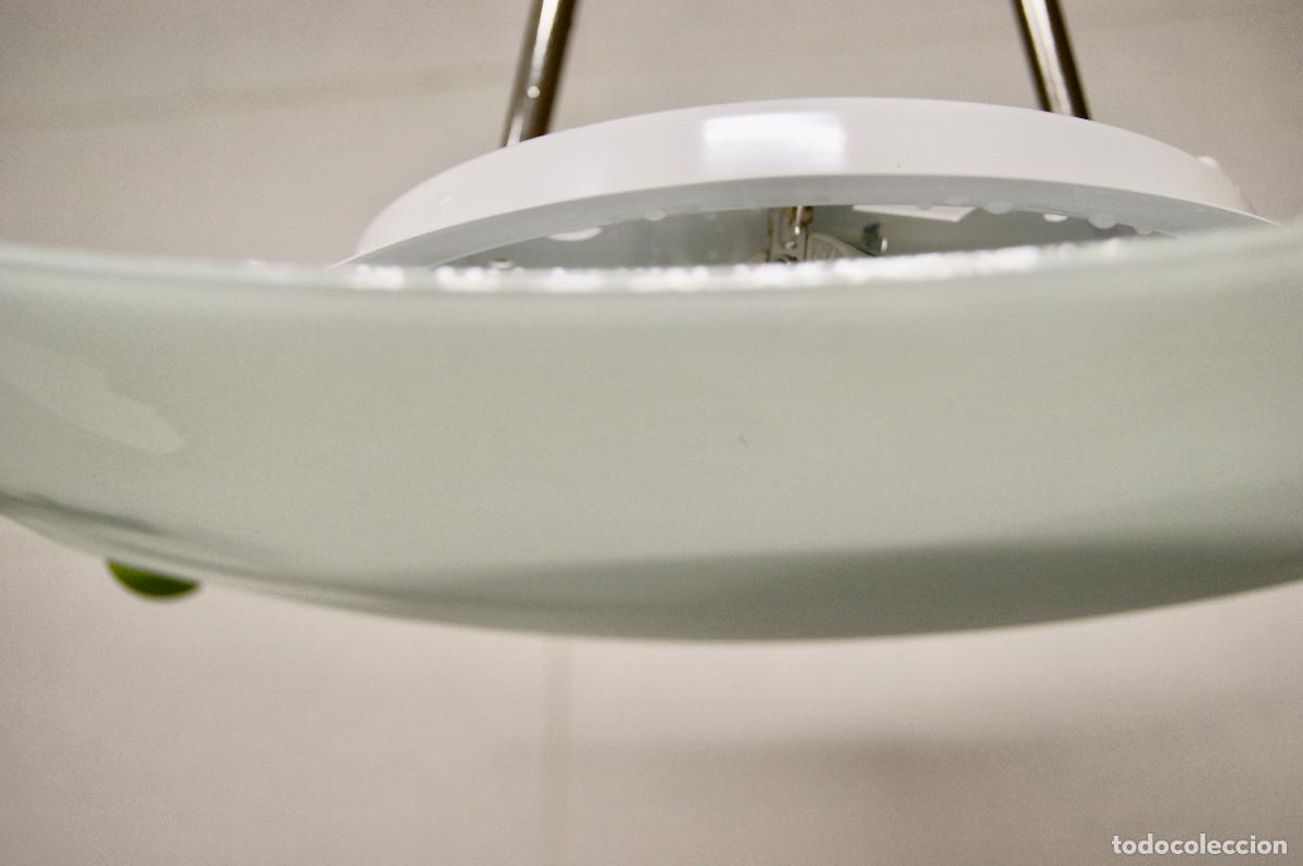 Vintage: L&aacute;mpara de techo verde, cromo, blanco y cristal - Foto 10