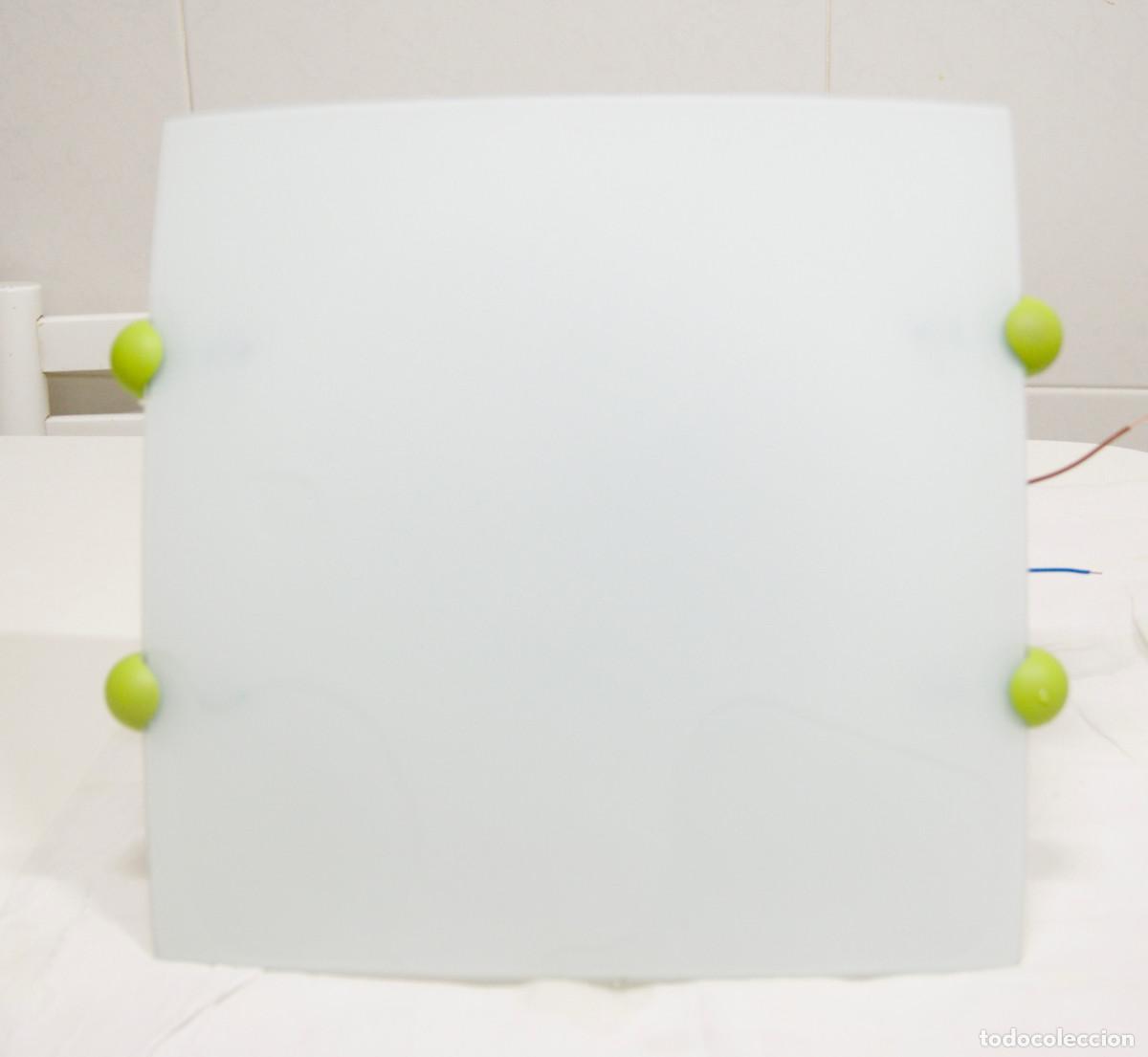Vintage: aplique/plaf&oacute;n verde, blanco y cristal - Foto 1