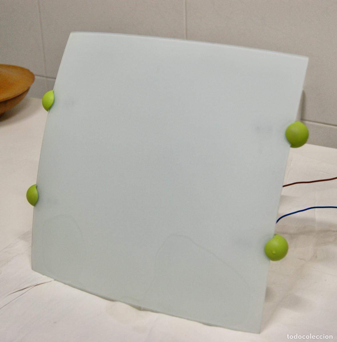 Vintage: aplique/plaf&oacute;n verde, blanco y cristal - Foto 3