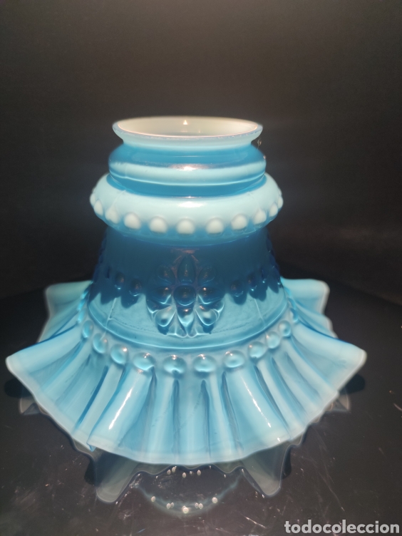 Vintage: TULIPA DE OPALINA AZUL, PERFECTO ESTADO. - Foto 8