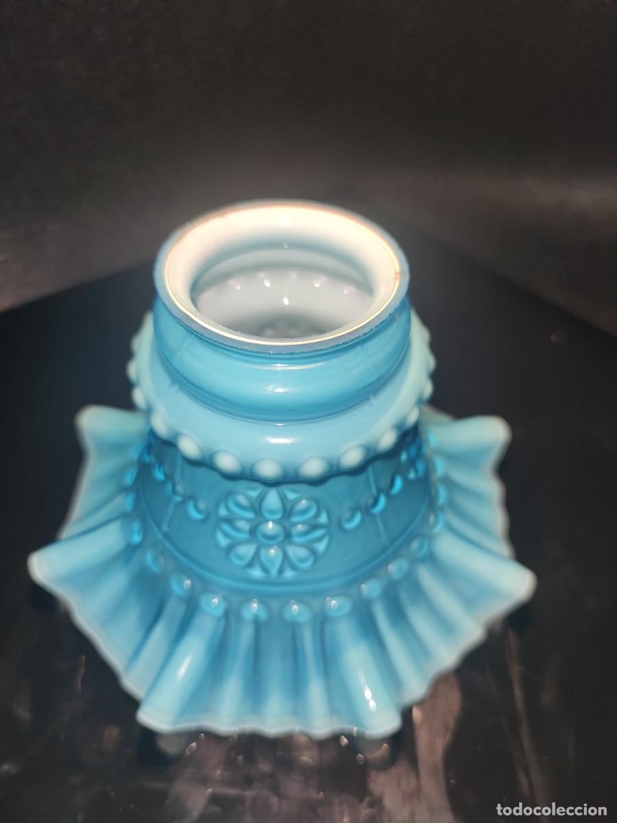 Vintage: TULIPA DE OPALINA AZUL, PERFECTO ESTADO. - Foto 5