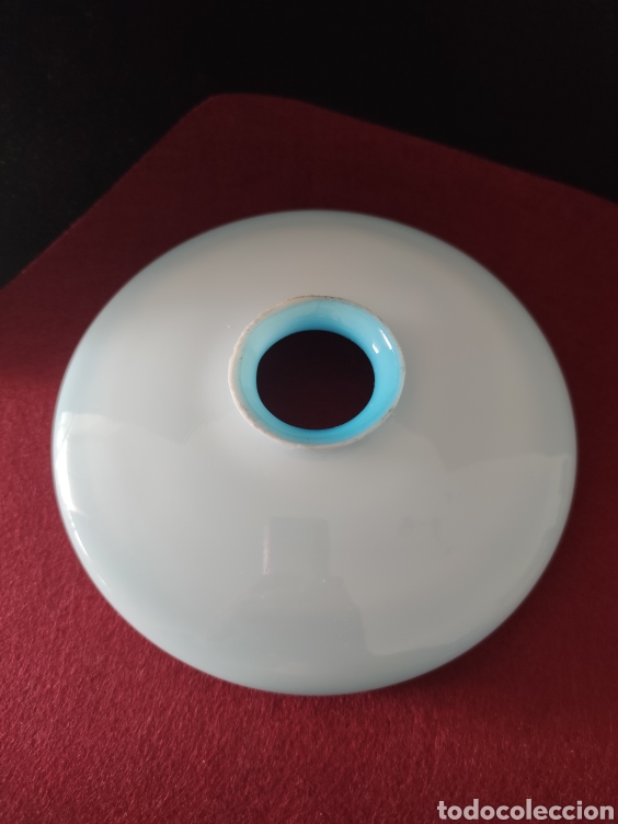 Vintage: PRECIOSO APLIQUE DE OPALINA AZUL PARA LAMPARA. - Foto 2