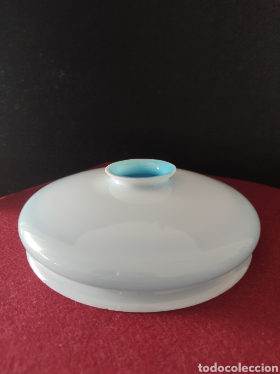 Vintage: PRECIOSO APLIQUE DE OPALINA AZUL PARA LAMPARA. - Foto 3