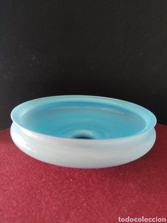 Vintage: PRECIOSO APLIQUE DE OPALINA AZUL PARA LAMPARA. - Foto 5