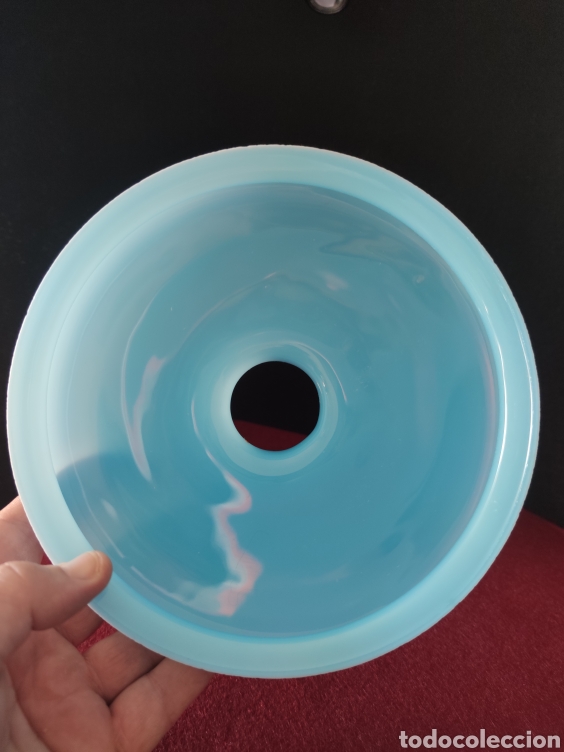 Vintage: PRECIOSO APLIQUE DE OPALINA AZUL PARA LAMPARA. - Foto 6