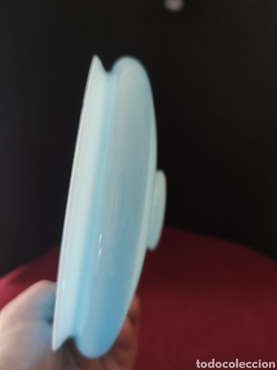 Vintage: PRECIOSO APLIQUE DE OPALINA AZUL PARA LAMPARA. - Foto 7