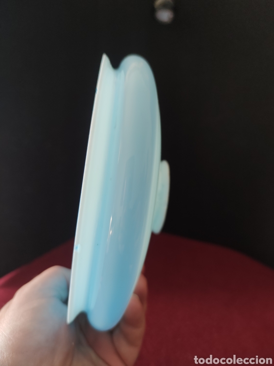 Vintage: PRECIOSO APLIQUE DE OPALINA AZUL PARA LAMPARA. - Foto 8