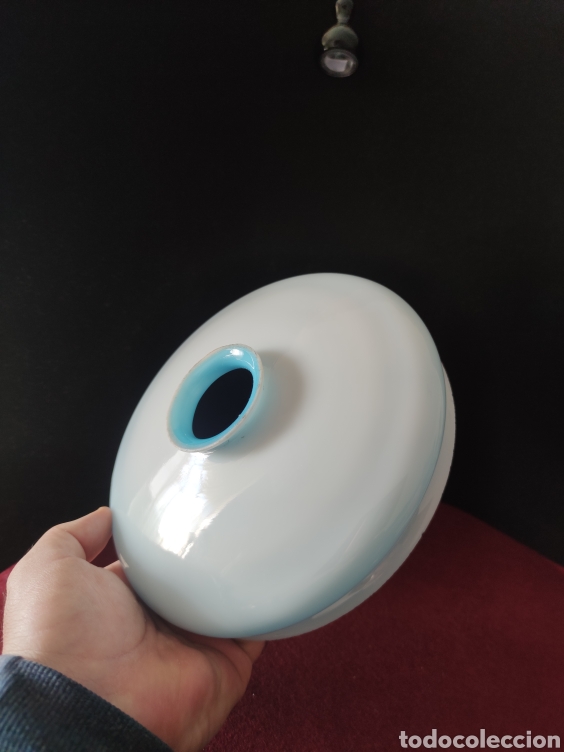 Vintage: PRECIOSO APLIQUE DE OPALINA AZUL PARA LAMPARA. - Foto 10