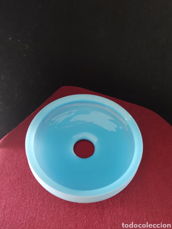 Vintage: PRECIOSO APLIQUE DE OPALINA AZUL PARA LAMPARA. - Foto 1