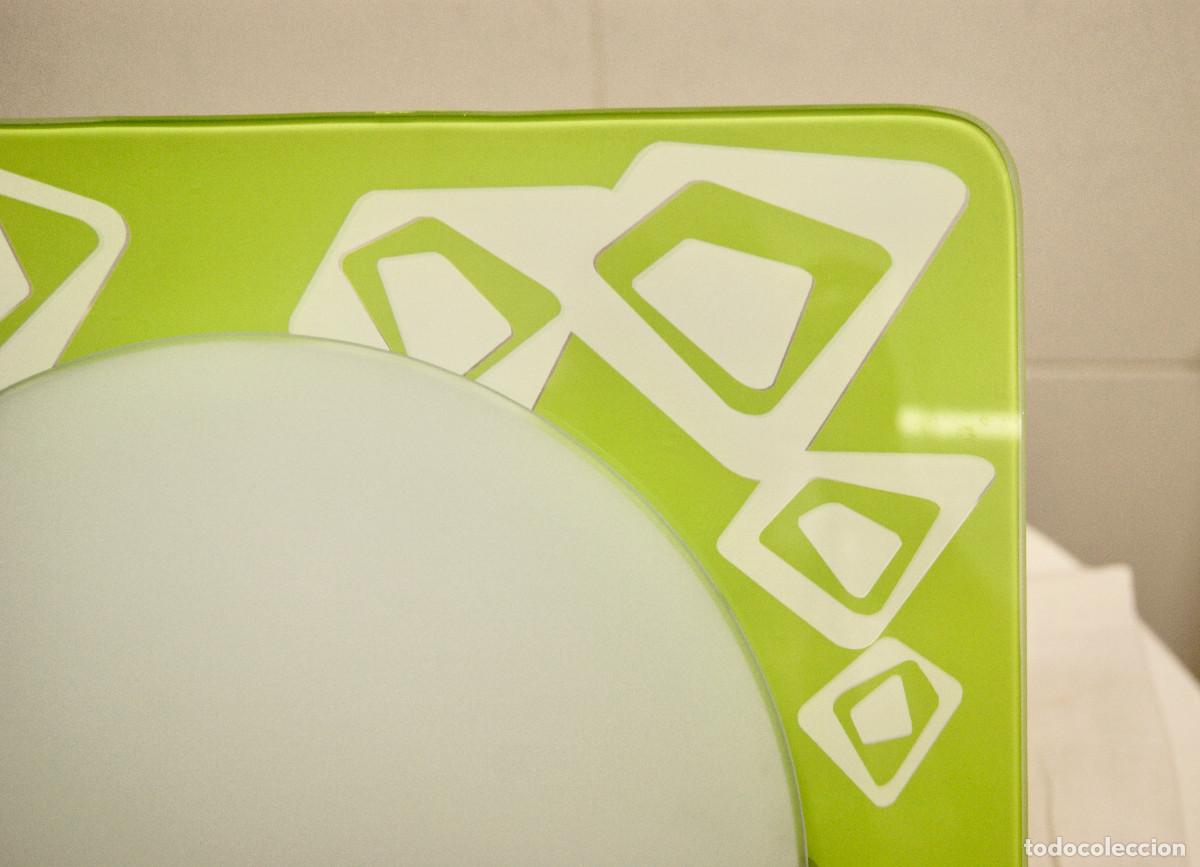 Vintage: aplique/plaf&oacute;n verde blanco cromo y cristal - Foto 5
