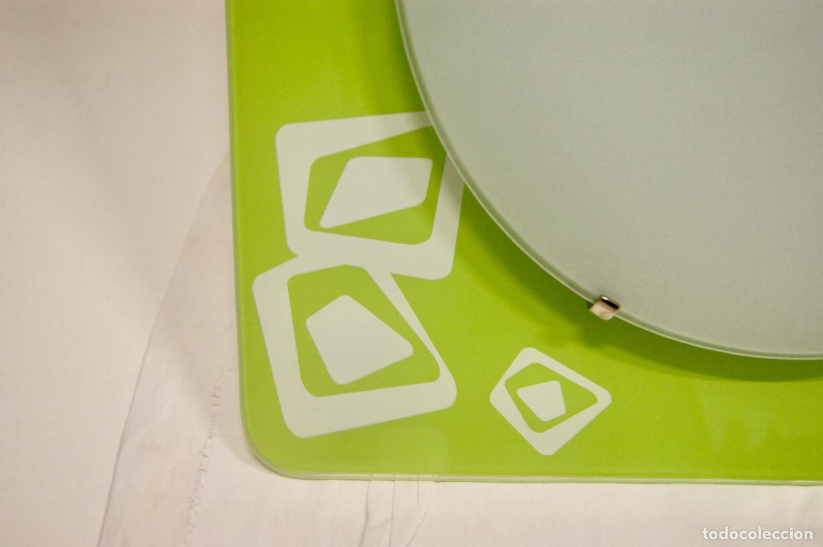Vintage: aplique/plaf&oacute;n verde blanco cromo y cristal - Foto 6
