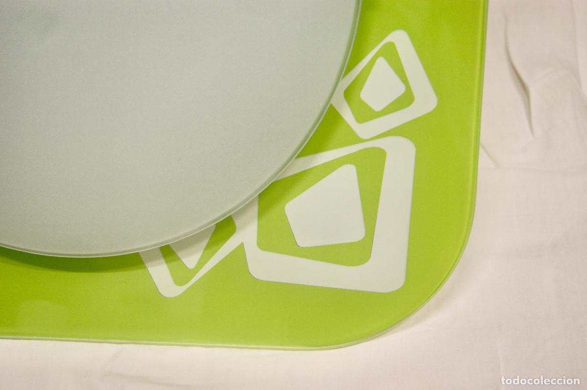 Vintage: aplique/plaf&oacute;n verde blanco cromo y cristal - Foto 7