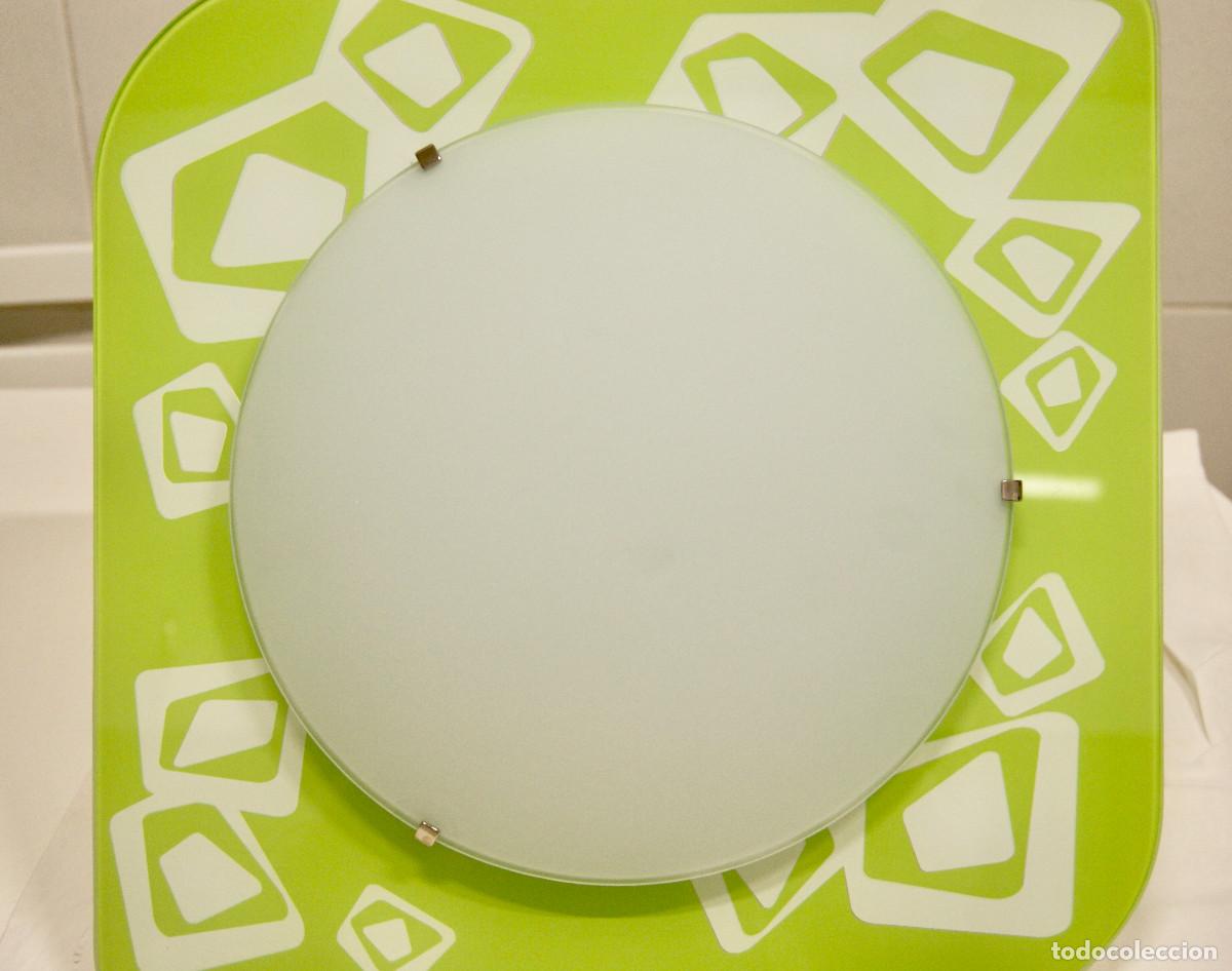 Vintage: aplique/plaf&oacute;n verde blanco cromo y cristal - Foto 12