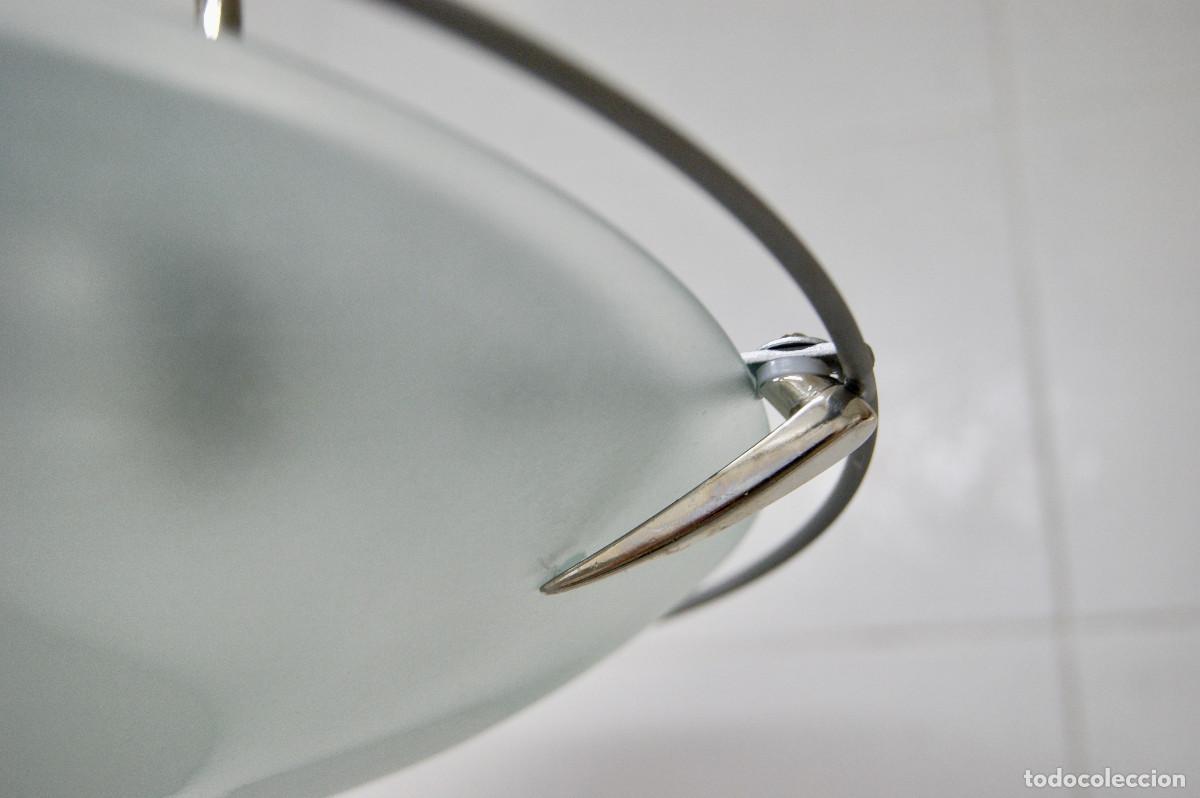 Vintage: L&aacute;mpara de techo gris cromo blanco y cristal - Foto 8