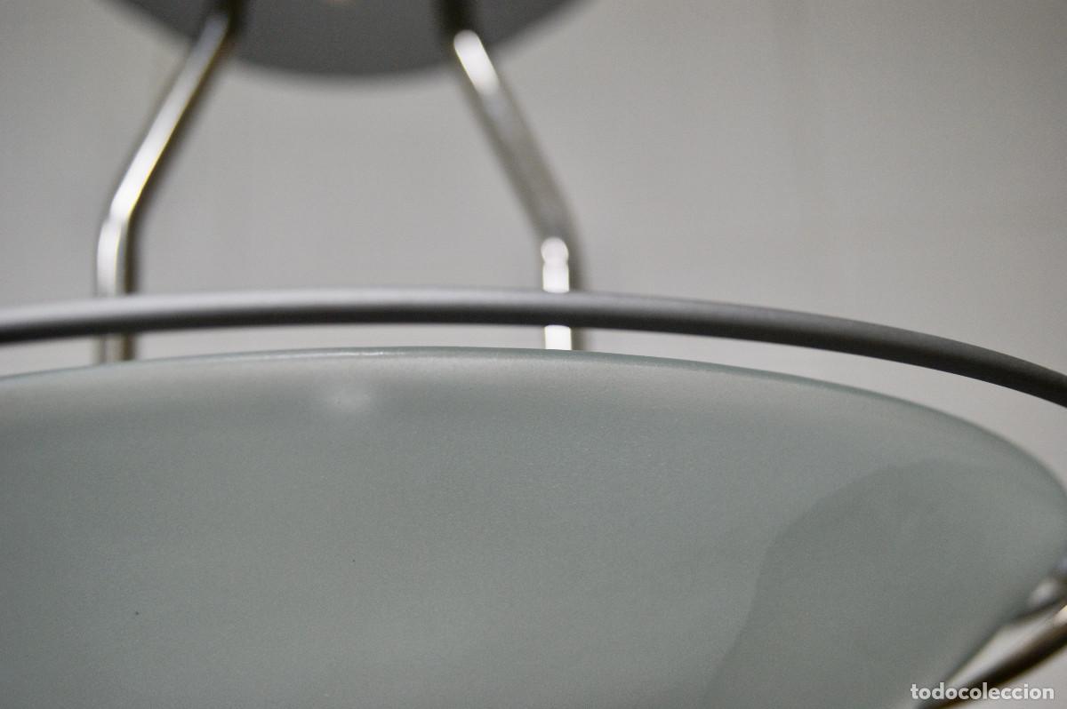 Vintage: L&aacute;mpara de techo gris cromo blanco y cristal - Foto 10