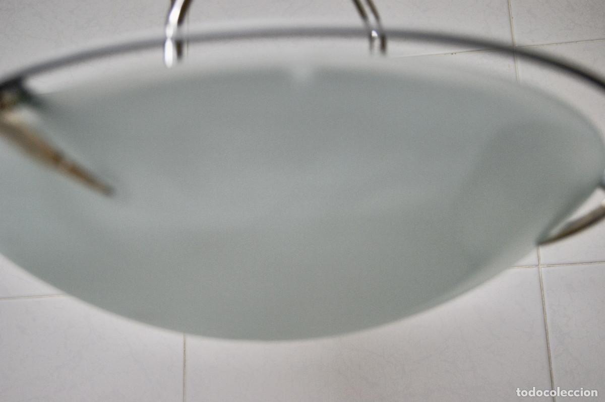 Vintage: L&aacute;mpara de techo gris cromo blanco y cristal - Foto 11