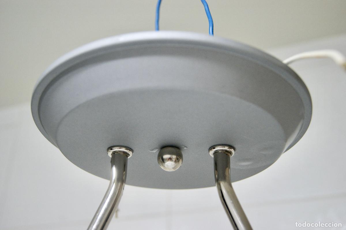 Vintage: L&aacute;mpara de techo gris cromo blanco y cristal - Foto 13