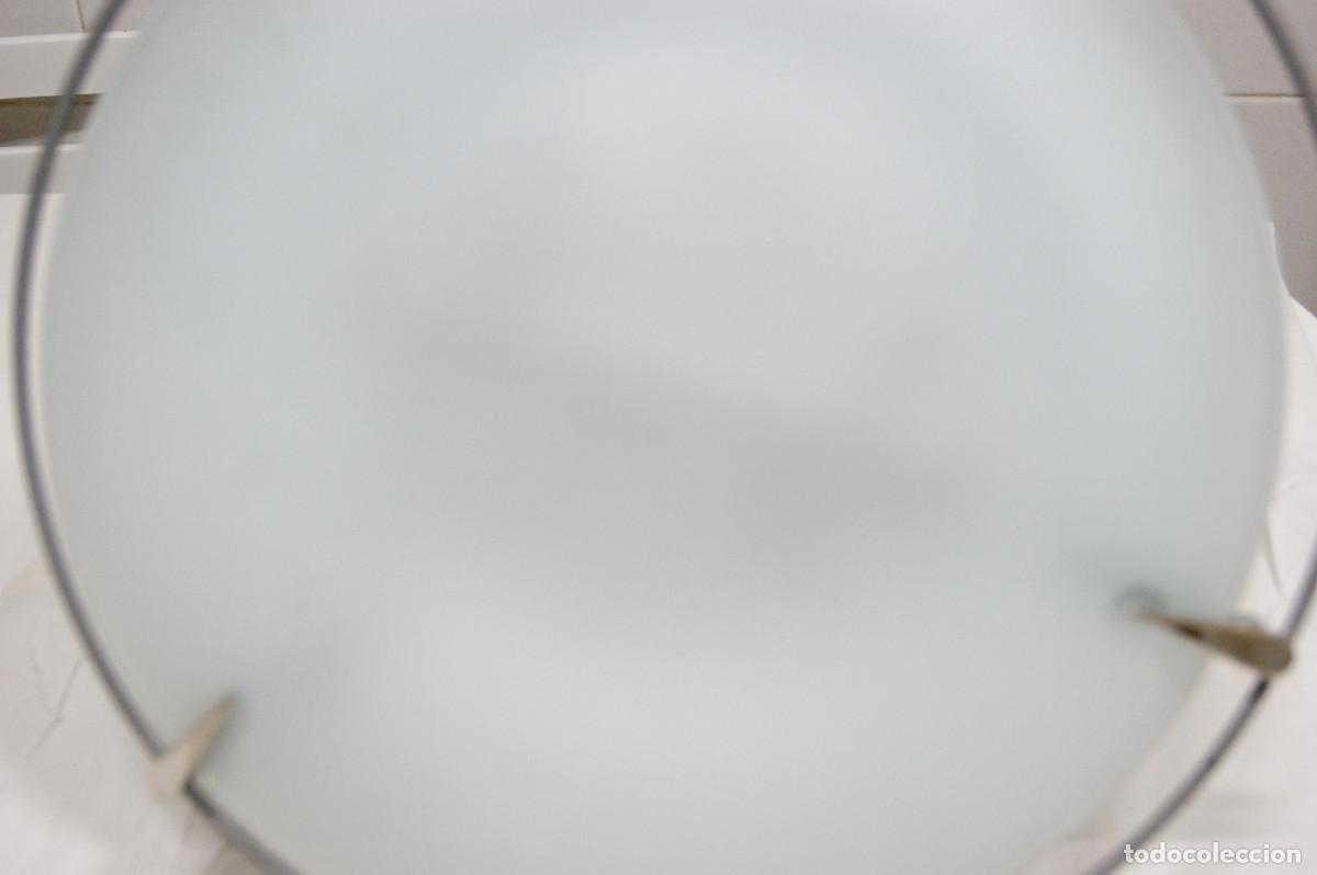 Vintage: aplique/plaf&oacute;n gris cromo blanco y cristal - Foto 10