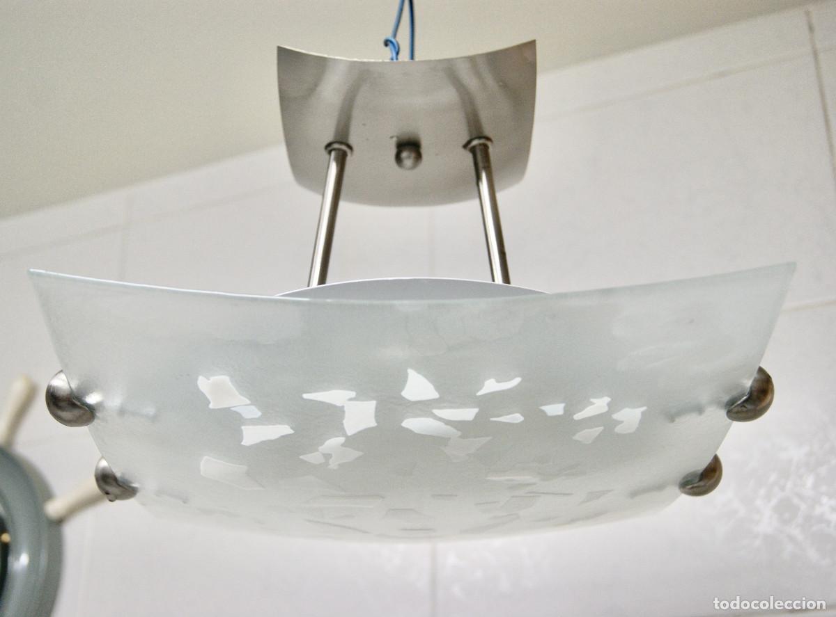Vintage: L&aacute;mpara de techo n&iacute;quel blanco y cristal - Foto 1