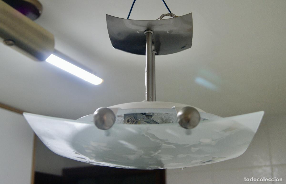 Vintage: L&aacute;mpara de techo n&iacute;quel blanco y cristal - Foto 4