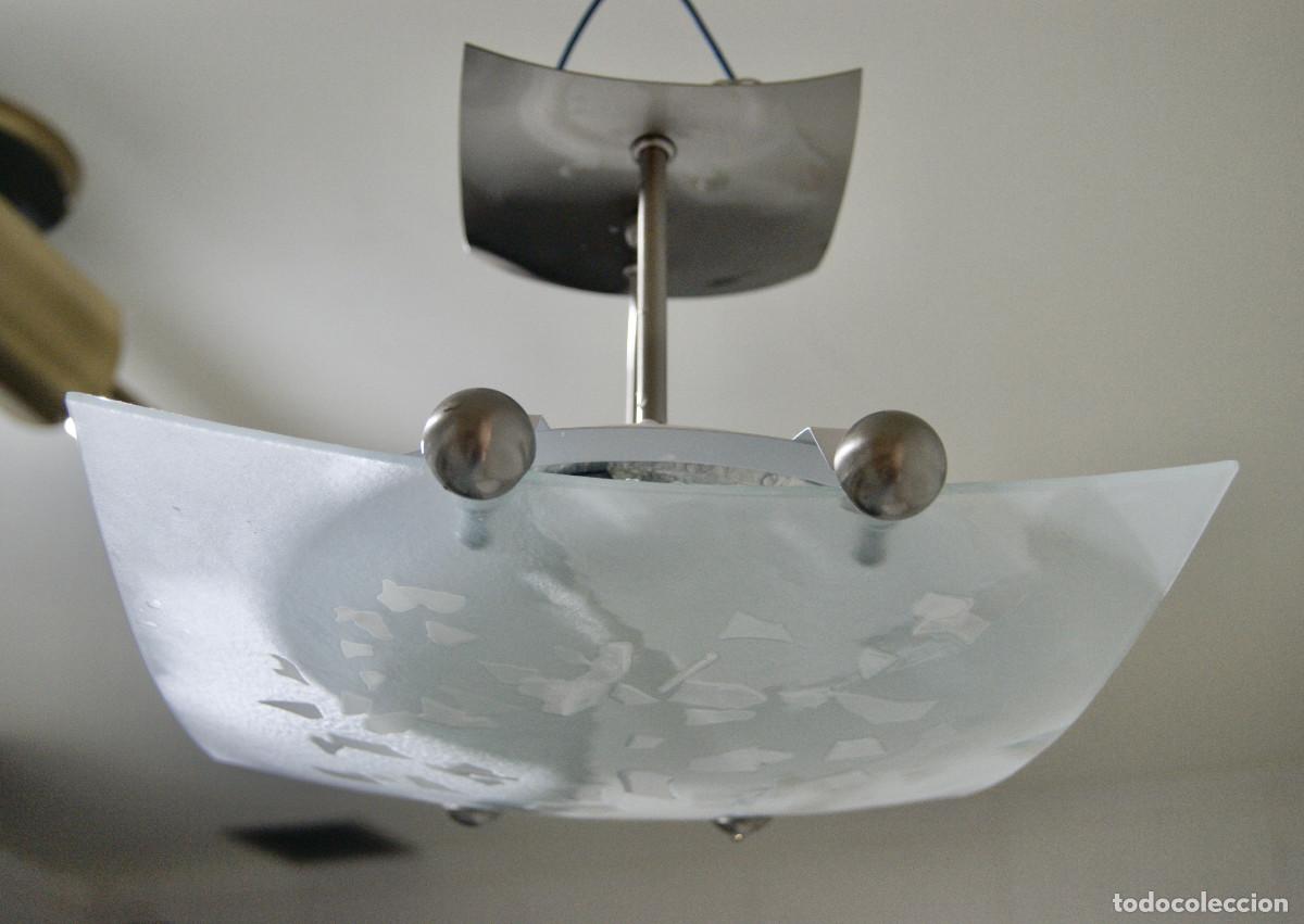 Vintage: L&aacute;mpara de techo n&iacute;quel blanco y cristal - Foto 6