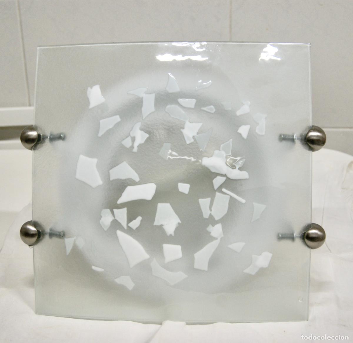 Vintage: aplique/plaf&oacute;n n&iacute;quel blanco y cristal - Foto 1