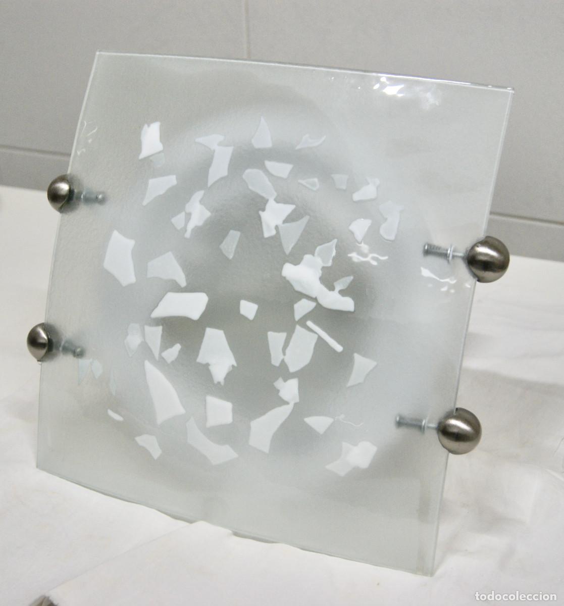 Vintage: aplique/plaf&oacute;n n&iacute;quel blanco y cristal - Foto 3