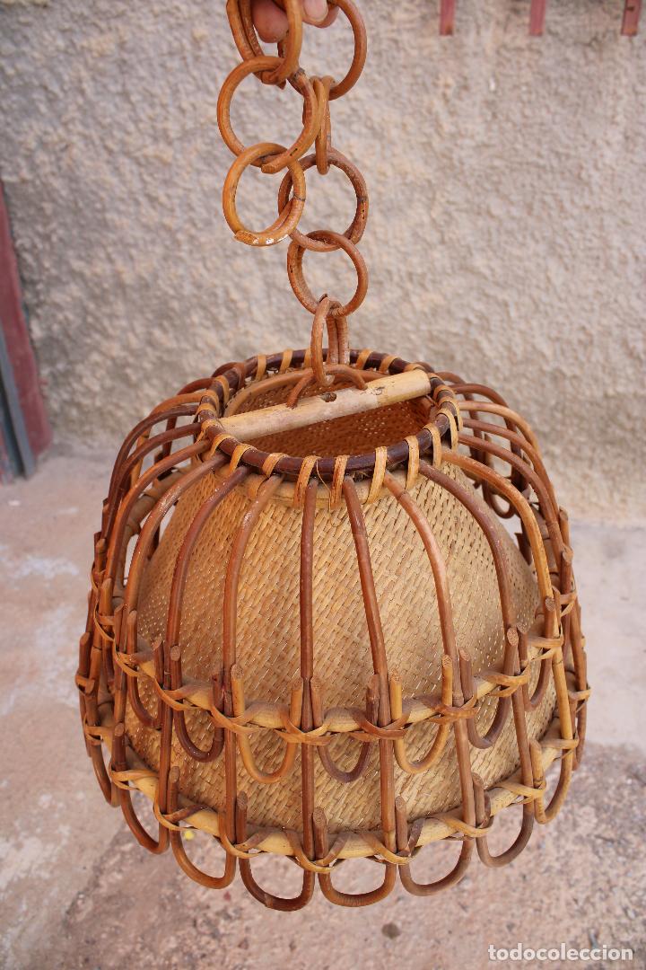 Vintage: lampara de techo de mimbre - Foto 2