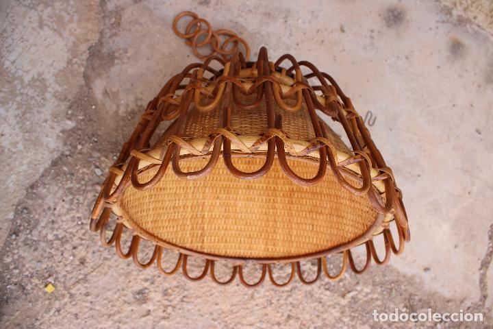Vintage: lampara de techo de mimbre - Foto 3