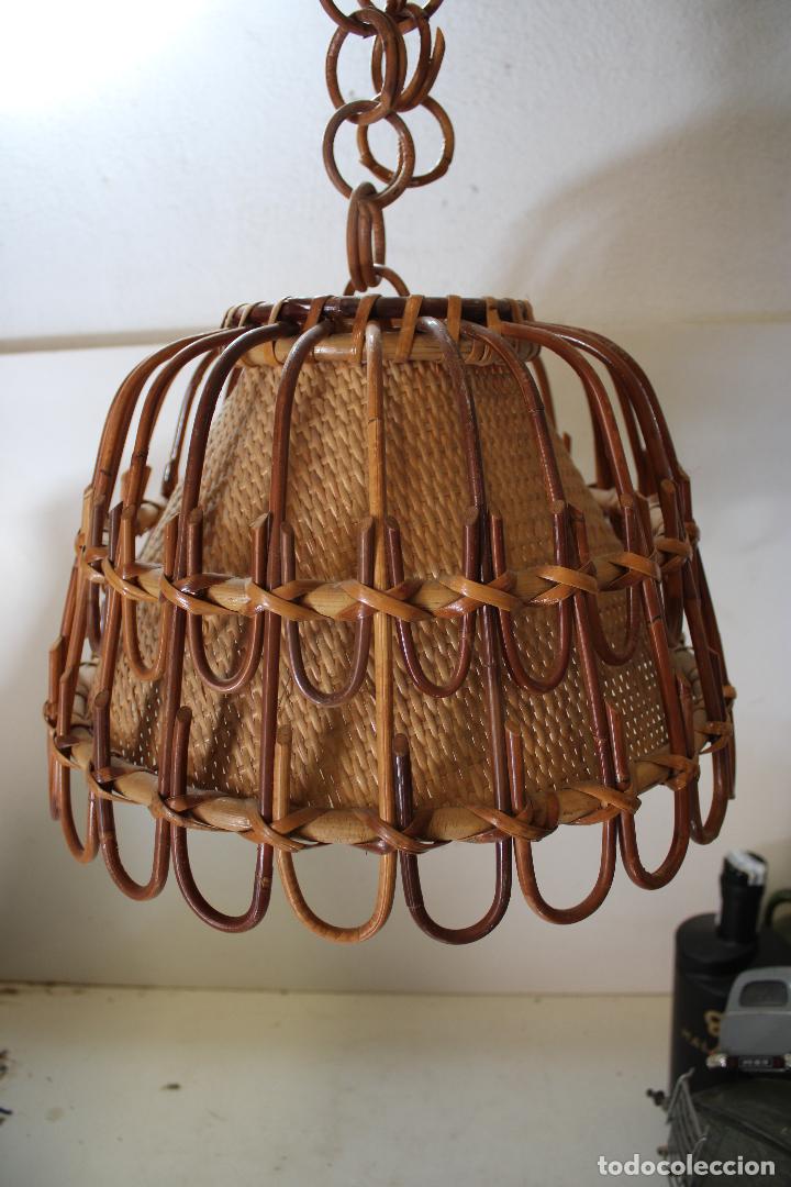 Vintage: lampara de techo de mimbre - Foto 5