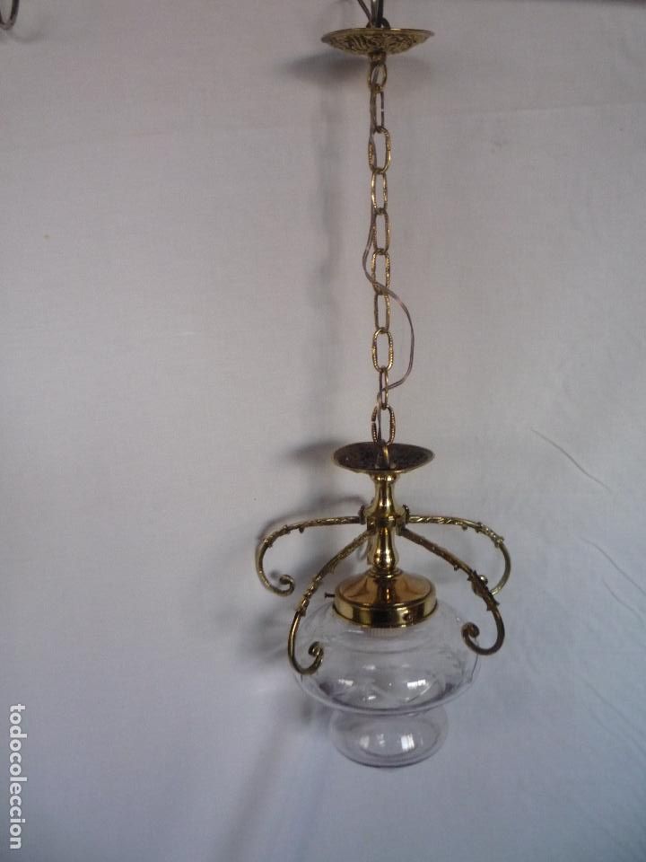 Vintage: LAMPARA BRONCE Y TULIPA ANTIGUA RESTAURADA - Foto 2