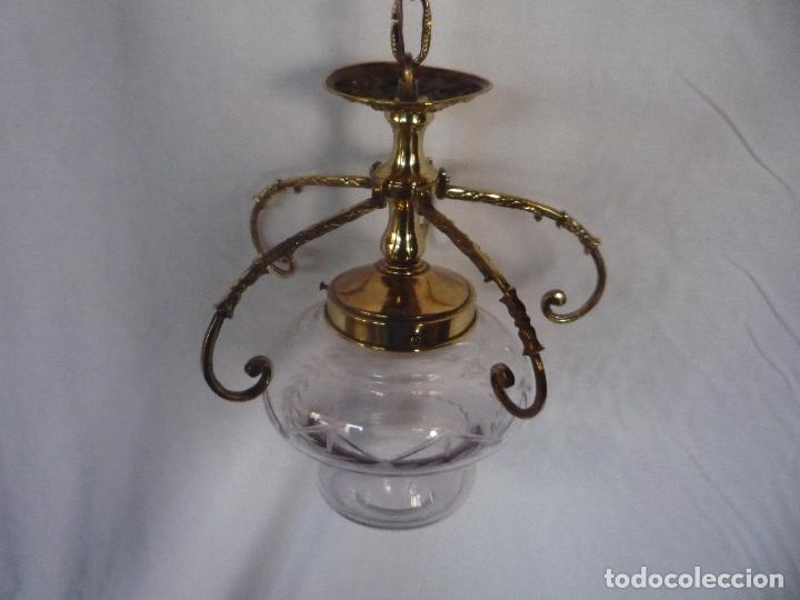 Vintage: LAMPARA BRONCE Y TULIPA ANTIGUA RESTAURADA - Foto 1