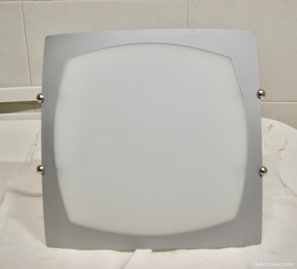 Vintage: aplique/plaf&oacute;n cromo, gris, blanco y cristal - Foto 1