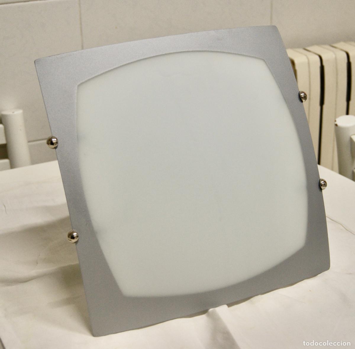 Vintage: aplique/plaf&oacute;n cromo, gris, blanco y cristal - Foto 2