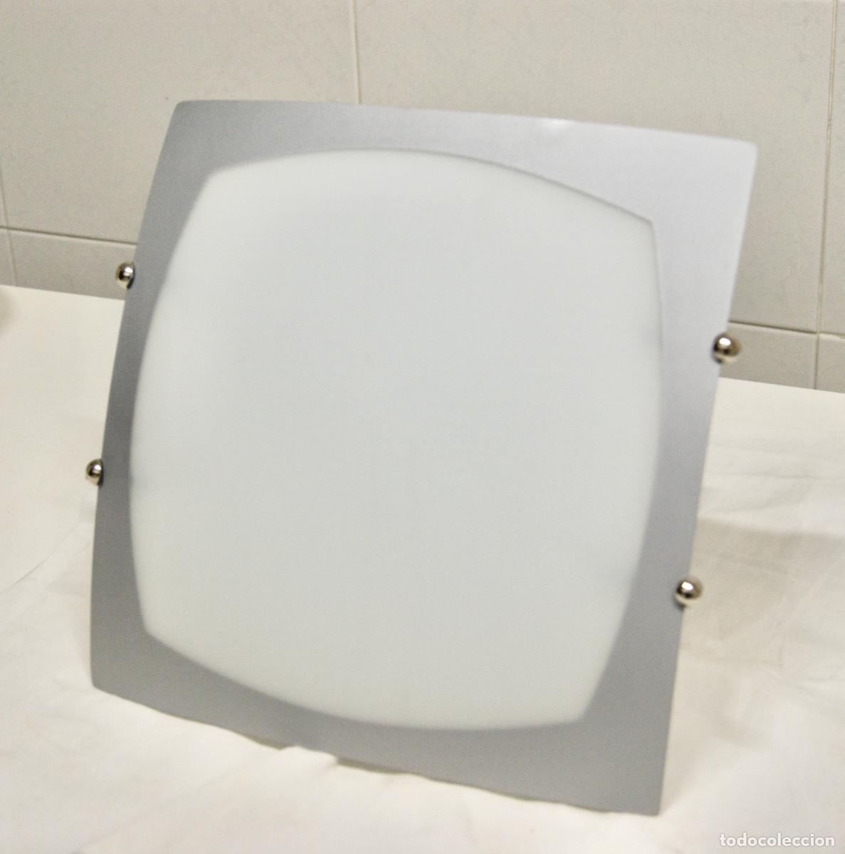 Vintage: aplique/plaf&oacute;n cromo, gris, blanco y cristal - Foto 3