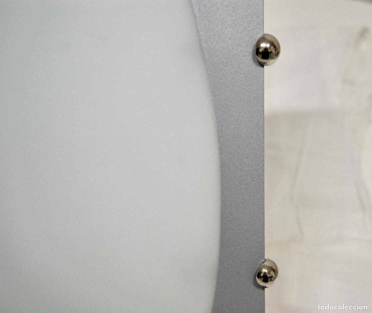 Vintage: aplique/plaf&oacute;n cromo, gris, blanco y cristal - Foto 5
