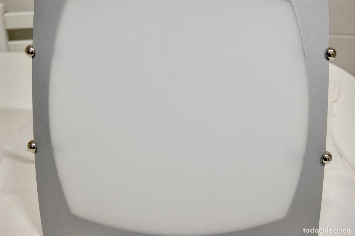 Vintage: aplique/plaf&oacute;n cromo, gris, blanco y cristal - Foto 6
