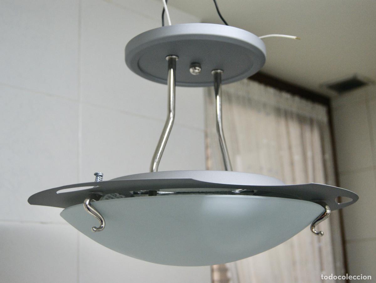 Vintage: L&aacute;mpara de techo, gris, cromo blanco y cristal - Foto 3