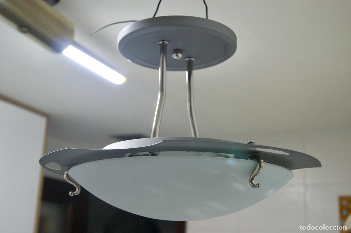Vintage: L&aacute;mpara de techo, gris, cromo blanco y cristal - Foto 4