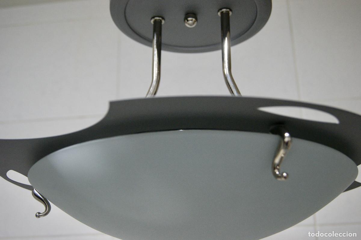 Vintage: L&aacute;mpara de techo, gris, cromo blanco y cristal - Foto 12