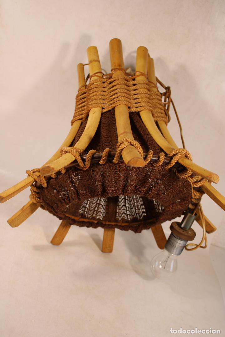 Vintage: lampara de techo de mimbre y rattan - Foto 3