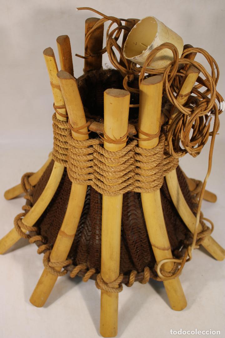 Vintage: lampara de techo de mimbre y rattan - Foto 4
