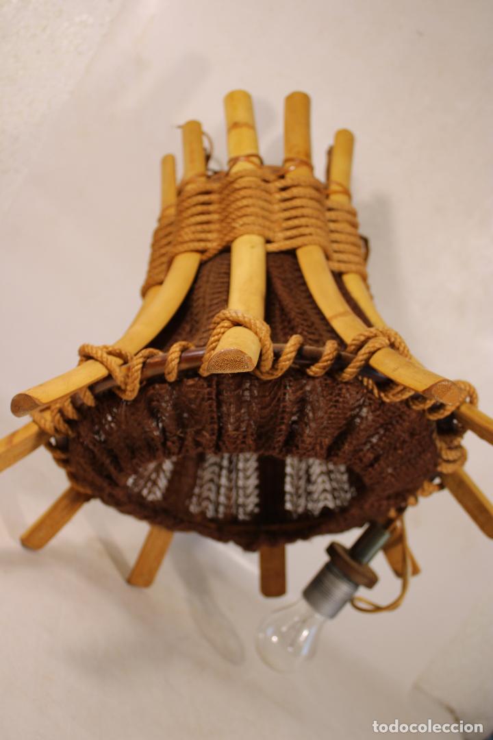 Vintage: lampara de techo de mimbre y rattan - Foto 1