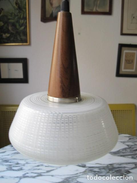 Vintage: L&Aacute;MPARA DE CRISTAL Y MADERA - A&Ntilde;OS 60 - Foto 1